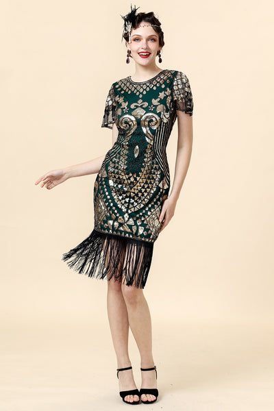 Green Sequin 1920s Dress