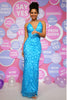 Load image into Gallery viewer, Mermaid Spaghetti Straps Blue Long Prom Dress with Backless
