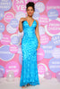 Load image into Gallery viewer, Mermaid Spaghetti Straps Blue Long Prom Dress with Backless