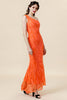 Load image into Gallery viewer, Orange One Shoulder Sequins Prom Dress