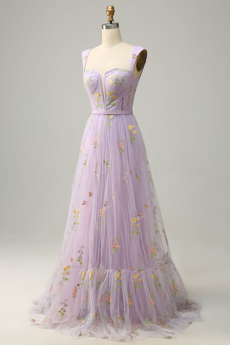 Load image into Gallery viewer, Champagne A-Line Embroidery Prom Dress