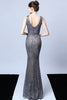 Load image into Gallery viewer, Silver Sequins V-Neck Prom Dress