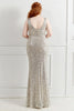 Load image into Gallery viewer, Silver Sequins V-Neck Prom Dress