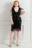 Load image into Gallery viewer, Black V-Neck Plus Size Prom Dress With Tassel