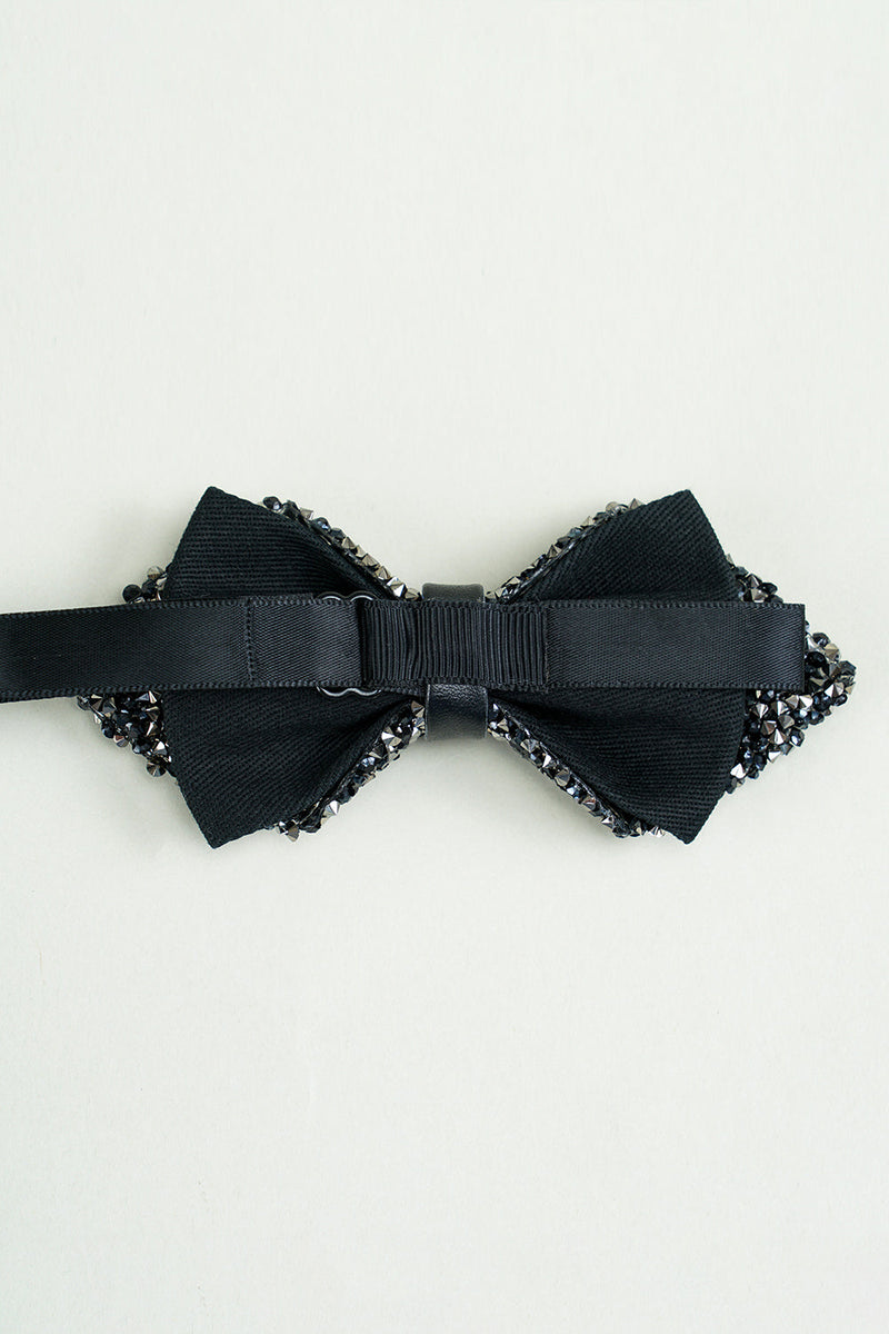 Load image into Gallery viewer, Black Rhinestones Adjustable Party Bow Ties