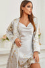 Load image into Gallery viewer, Light Grey Cherry Printed Bridal Robes and Slip Robes