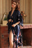 Load image into Gallery viewer, Black Crane Printed Kimono Bridal Party Robe