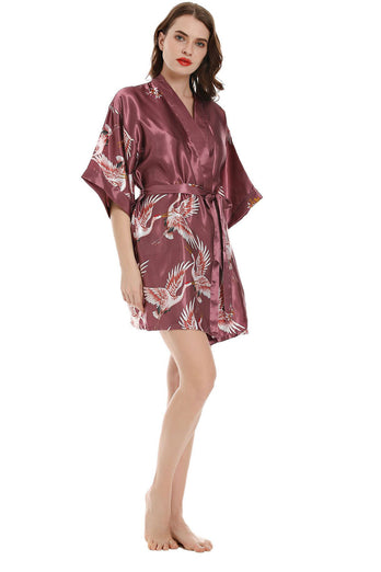 Grey Print Two-piece Bridal Party Robes