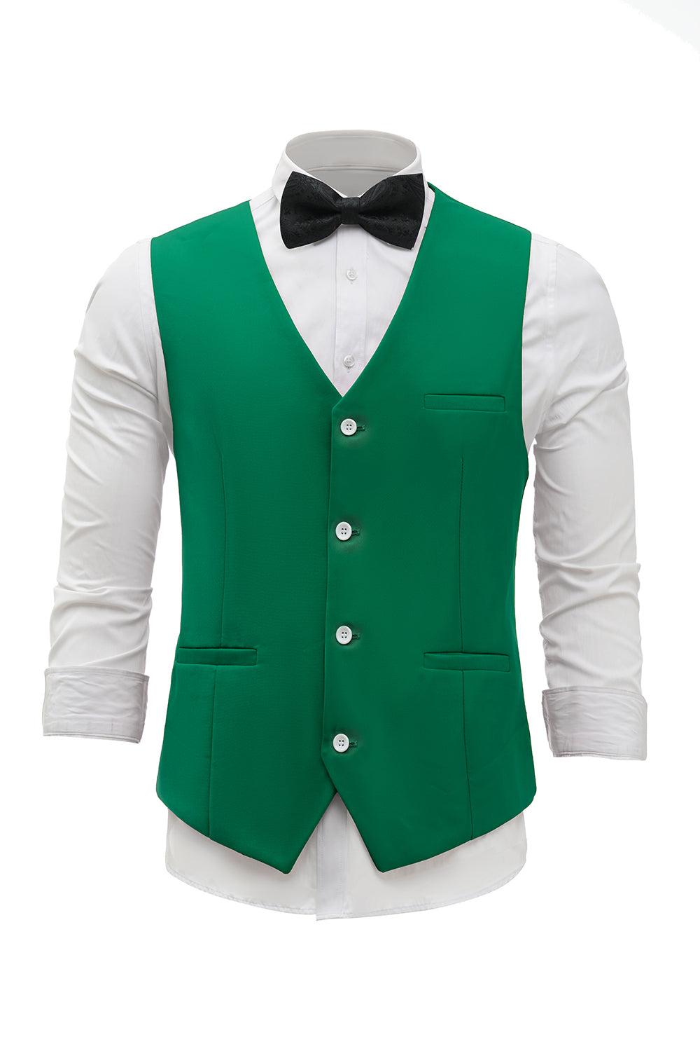 Green Single Breasted Shawl Lapel Men's Suit Vest