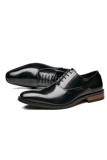 Black Men's Leather Slip-On Dress Shoes