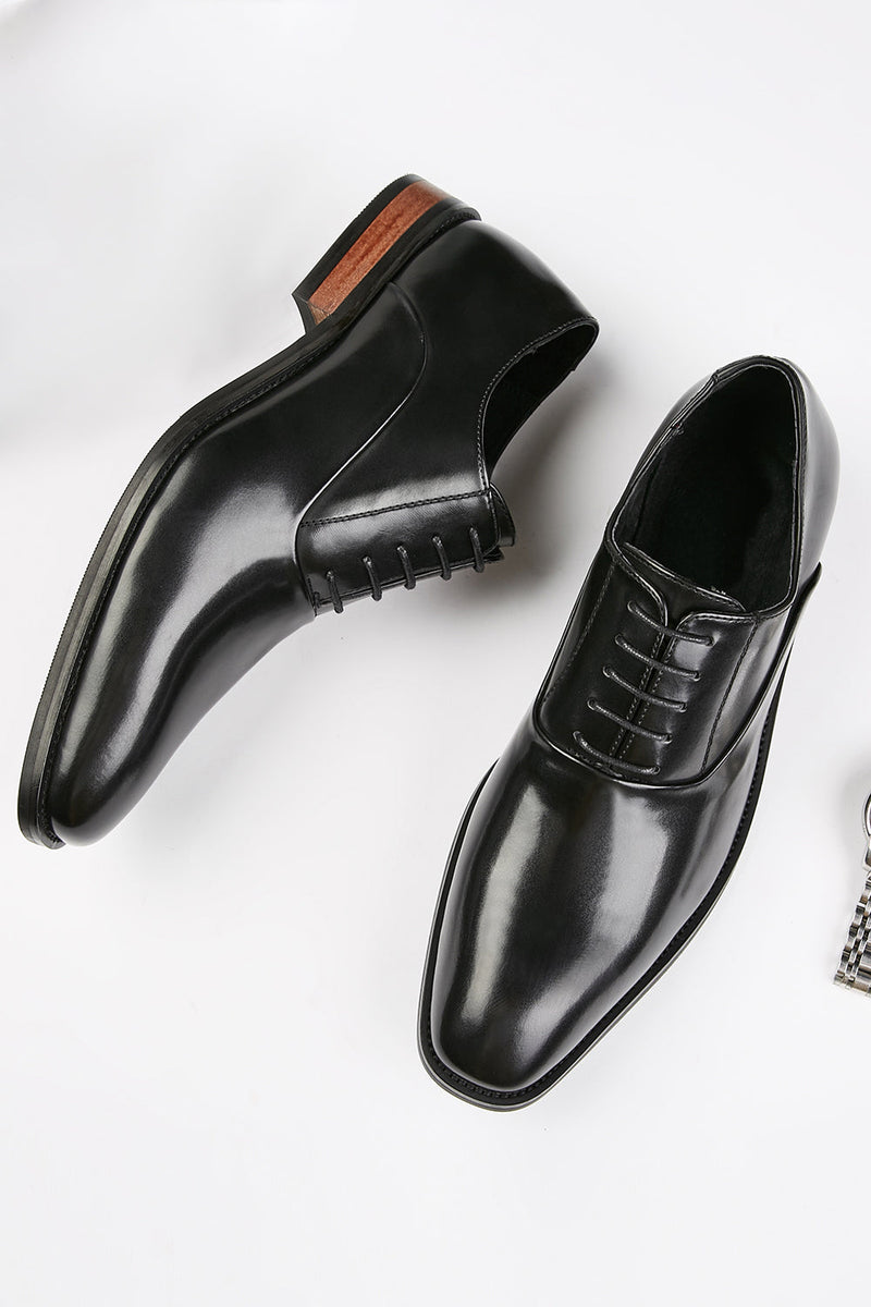 Load image into Gallery viewer, Black Men&#39;s Leather Slip-On Dress Shoes