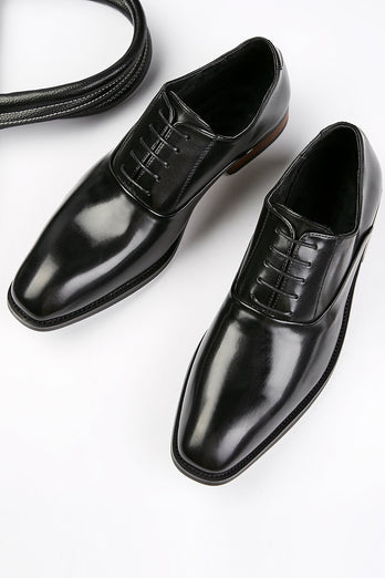 Black Men's Leather Slip-On Dress Shoes