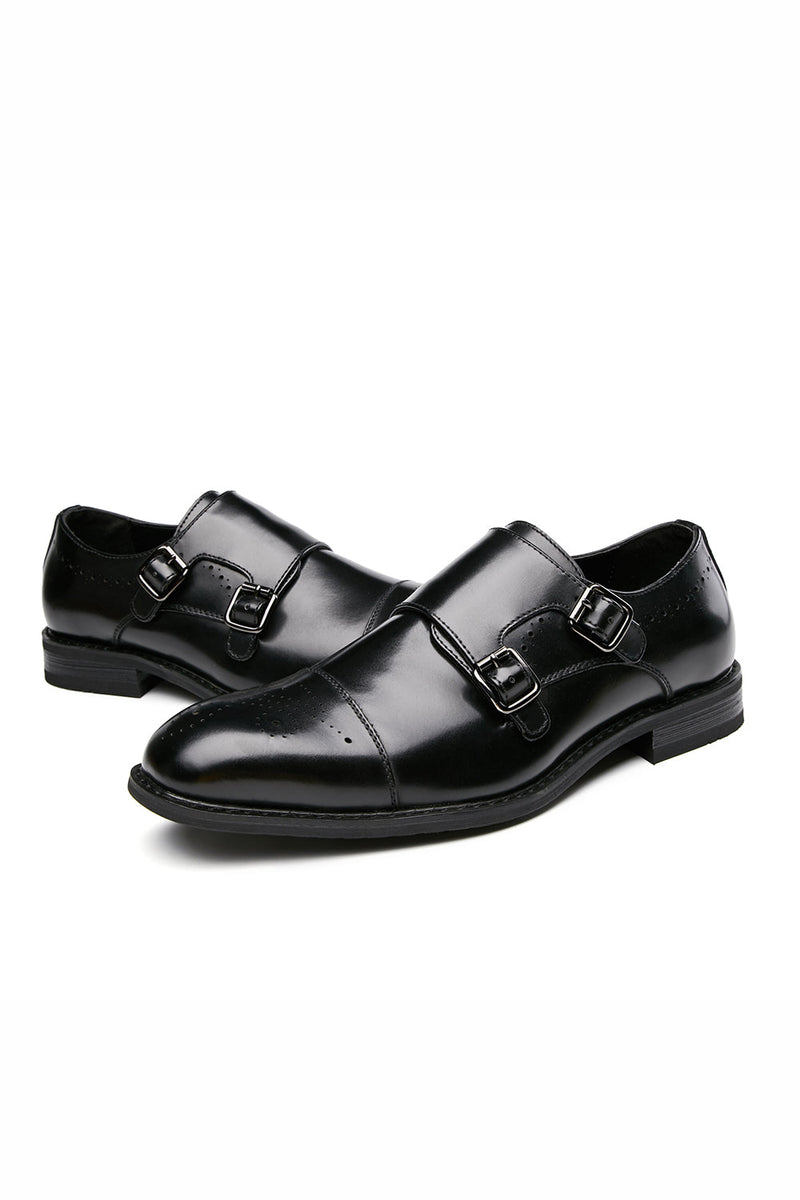 Load image into Gallery viewer, Brown Monk Strap Men&#39;s Leather Slip-On Dress Shoes