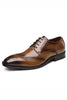 Load image into Gallery viewer, Brown Lace-Up Men&#39;s Leather Slip-On Dress Shoes