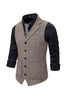 Load image into Gallery viewer, Brown Tweed Single Breasted Notched Lapel Men&#39;s Suit Vest