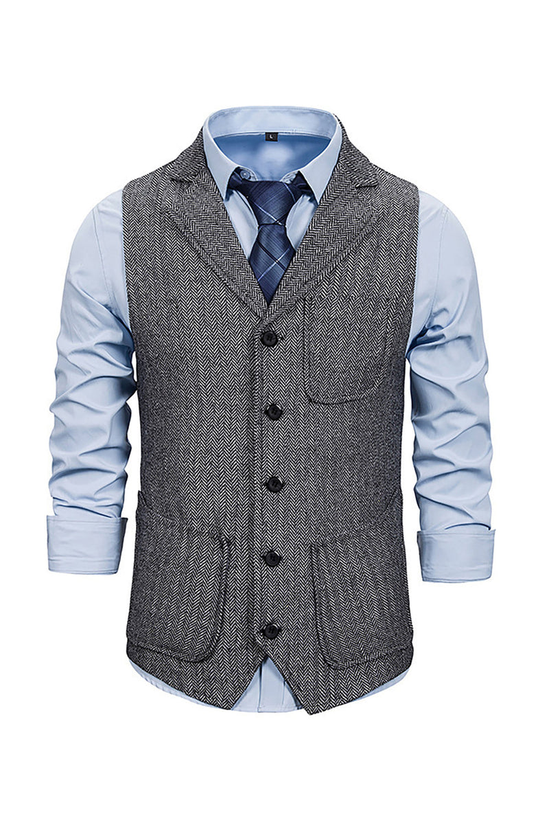 Load image into Gallery viewer, Brown Tweed Single Breasted Notched Lapel Men&#39;s Suit Vest