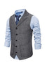 Load image into Gallery viewer, Brown Tweed Single Breasted Notched Lapel Men&#39;s Suit Vest