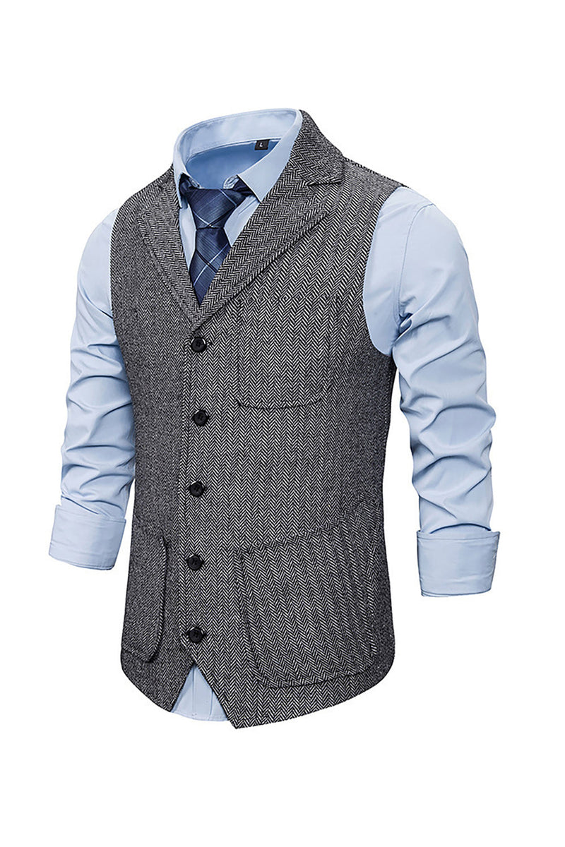 Load image into Gallery viewer, Brown Tweed Single Breasted Notched Lapel Men&#39;s Suit Vest