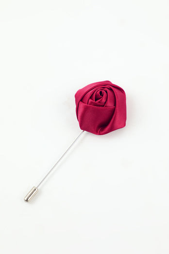 Burgundy Men's 5-Piece Accessory Set Tie and Bow Tie Pocket Square Flower Lapel Pin Tie Clip