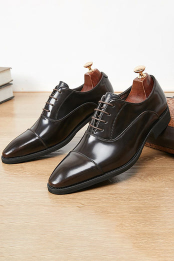 Black Lace Up Leather Men's Shoes