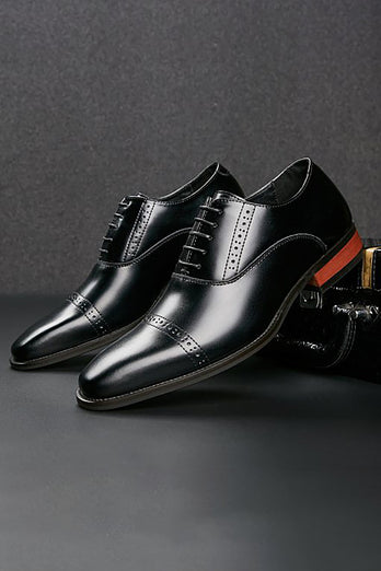 Black Slip-On Leather Men's Shoes