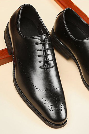 Black Leather Slip-On Men's Shoes