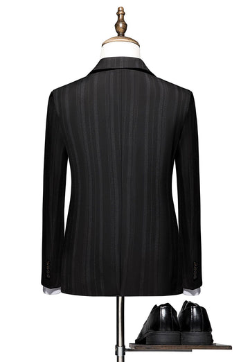 Black Stripe Notch Lapel 3 Piece Men Suits