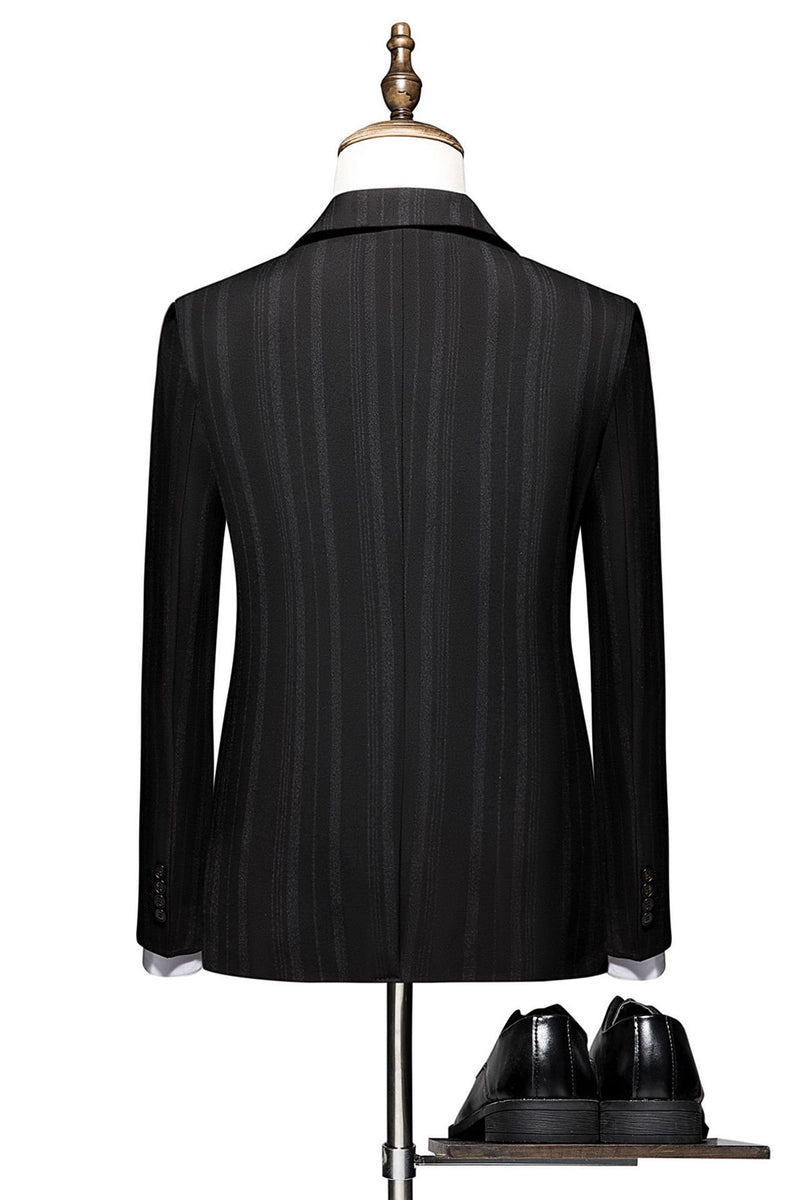 Load image into Gallery viewer, Black Stripe Notch Lapel 3 Piece Men Suits