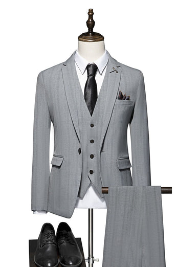 Black Stripe Notch Lapel 3 Piece Men Suits