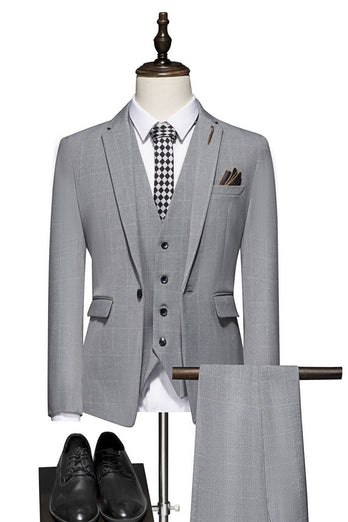 Black One Button 3 Piece Notch Lapel Men Suits