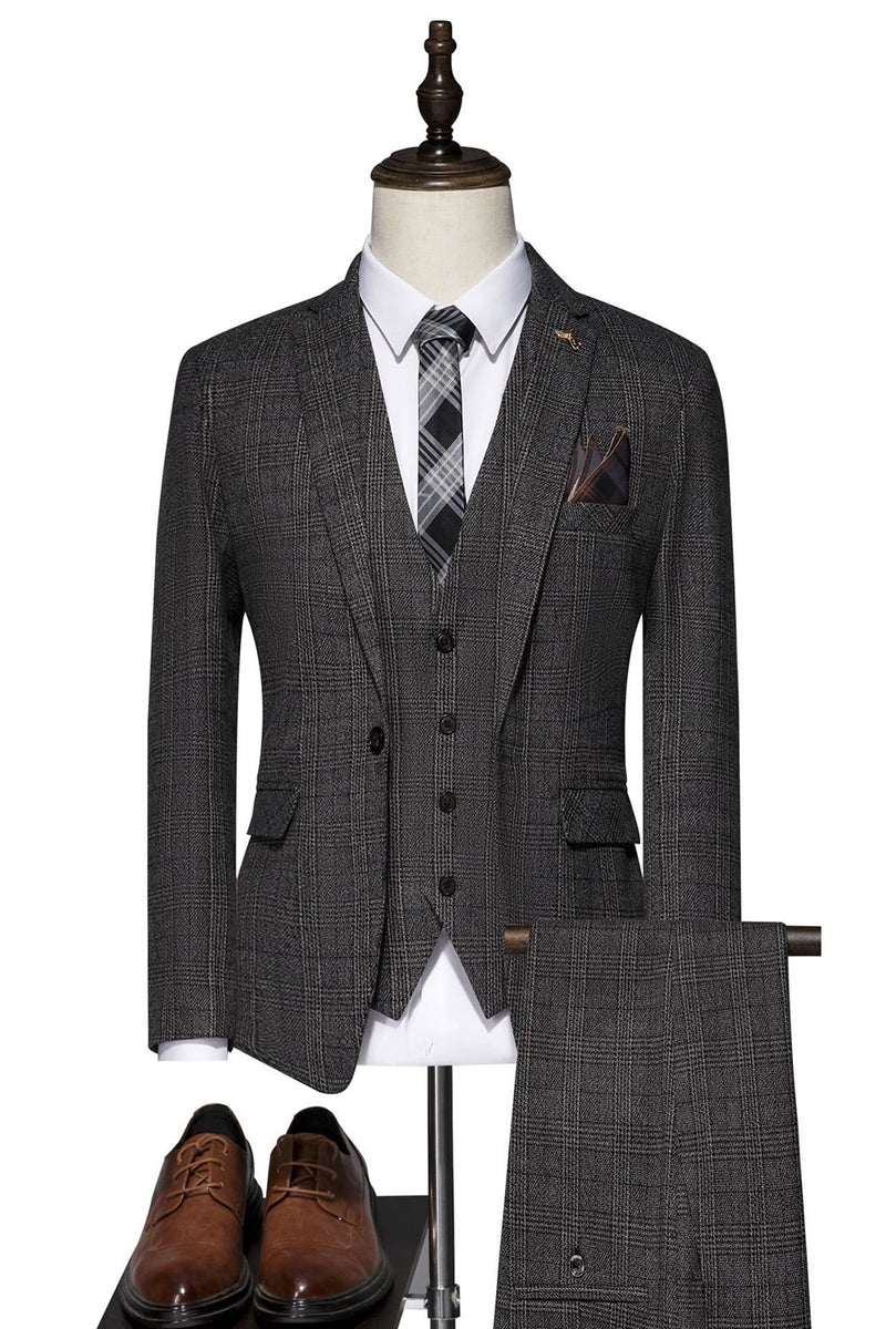 Load image into Gallery viewer, Black Stripe 3-Piece One Button Men Suit