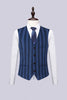 Load image into Gallery viewer, Grey Blue Stripe 3 Piece 2 Button Notch Lapel Men Suits