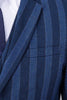 Load image into Gallery viewer, Grey Blue Stripe 3 Piece 2 Button Notch Lapel Men Suits