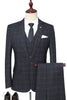 Load image into Gallery viewer, Light Blue Plaid Notch Lapel One Button 3-Piece Men Suit