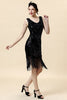 Load image into Gallery viewer, Black V-Neck Sequins 1920s Midi Fringe Dress