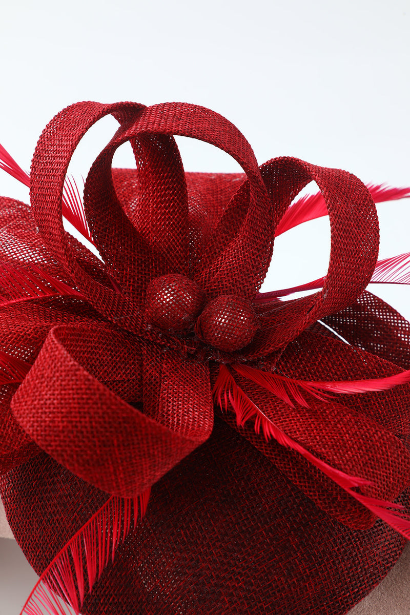 Load image into Gallery viewer, 1920s Burgundy Headband With Feathers