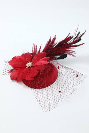 1920s Burgundy Feathere Headband