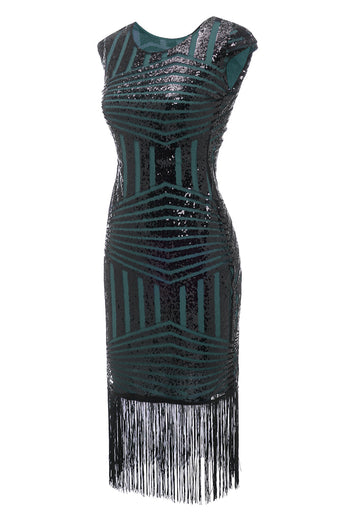 Green Round Neck 1920s Flapper Dress