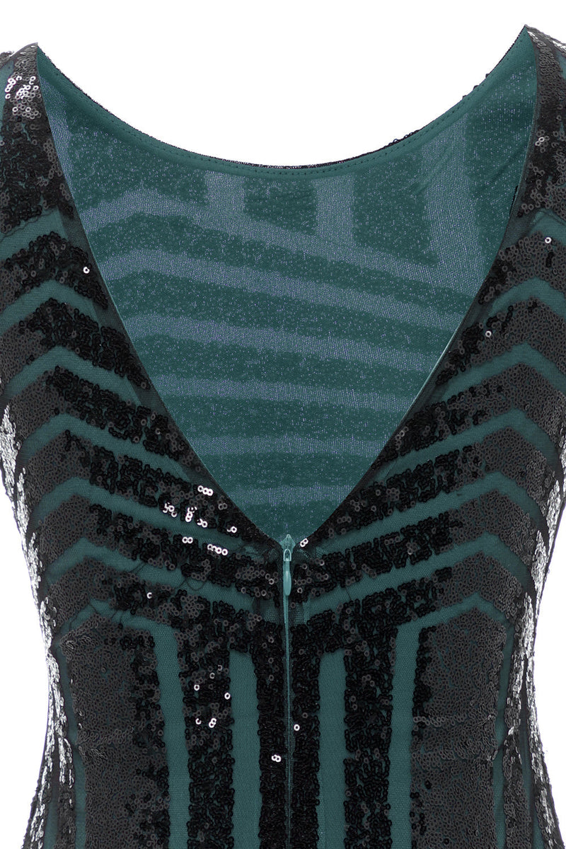 Load image into Gallery viewer, Green Round Neck 1920s Flapper Dress