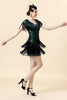 Load image into Gallery viewer, V Neck Black Green Sequins Cocktail Dress with Tassel