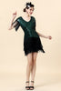 Load image into Gallery viewer, V Neck Black Green Sequins Cocktail Dress with Tassel