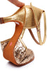 Load image into Gallery viewer, Gold Sequin T Straps 1920s Heels