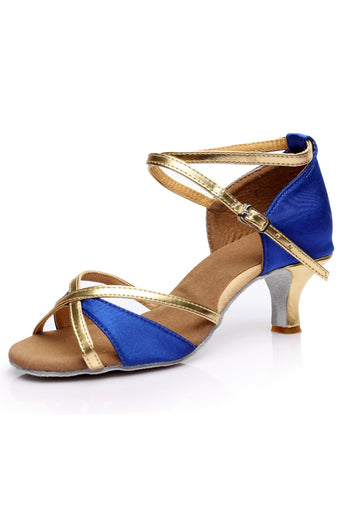 Blue Golden Pointed Sandal Heel