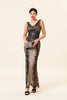 Load image into Gallery viewer, Sheath V Neck Champagne Sequins Long Formal Dress