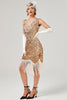 Load image into Gallery viewer, Dark Green Sequined V-Neck Gatsby Dress With Fringes