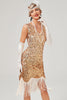 Load image into Gallery viewer, Dark Green Sequined V-Neck Gatsby Dress With Fringes