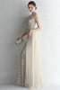 Load image into Gallery viewer, Halter Apricot Sparkly Sequins Prom Dress