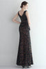 Load image into Gallery viewer, Black Sparkly Sequins V-Neck Long Prom Dress With Slit