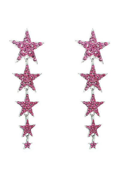 Fuchsia Five-Pointed Stars Prom Earrings