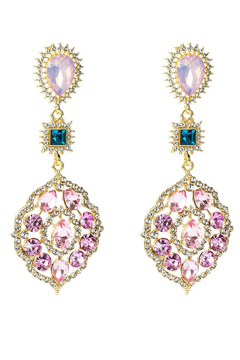 Load image into Gallery viewer, Light Purple Rhinestones Beaded Earrings